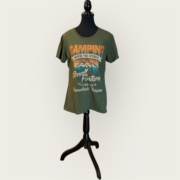 Port and Company Tops - Port and Company Olive Green Graphic Tee